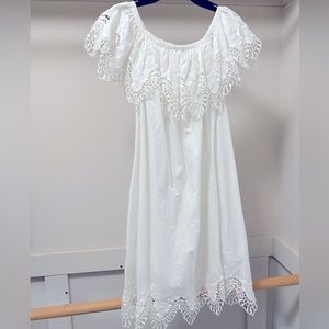 Merona cotton sleeveless embroidered white dress, size small